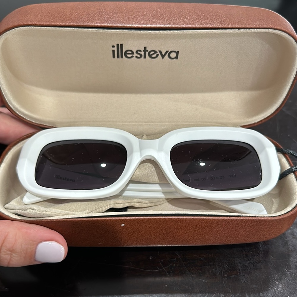 Illesteva Vinyl Matte Rectangular Sunglasses - image 1